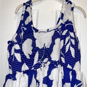Lane Bryant Navy and White Leaf Print Dress